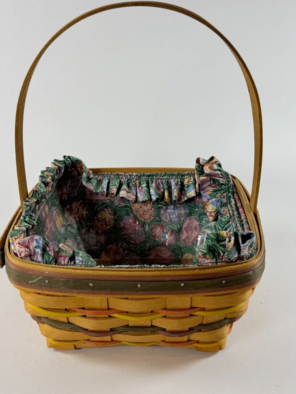 Longaberger 1998 Christmas Liner W/Handle Square Basket & Insert Clear Protector